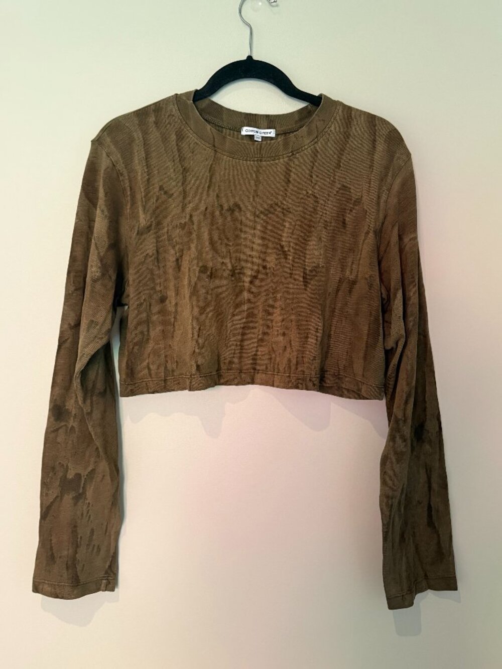 COTTON CITIZEN Tokyo Cropped Long Sleeve Shirt Camo Size XS